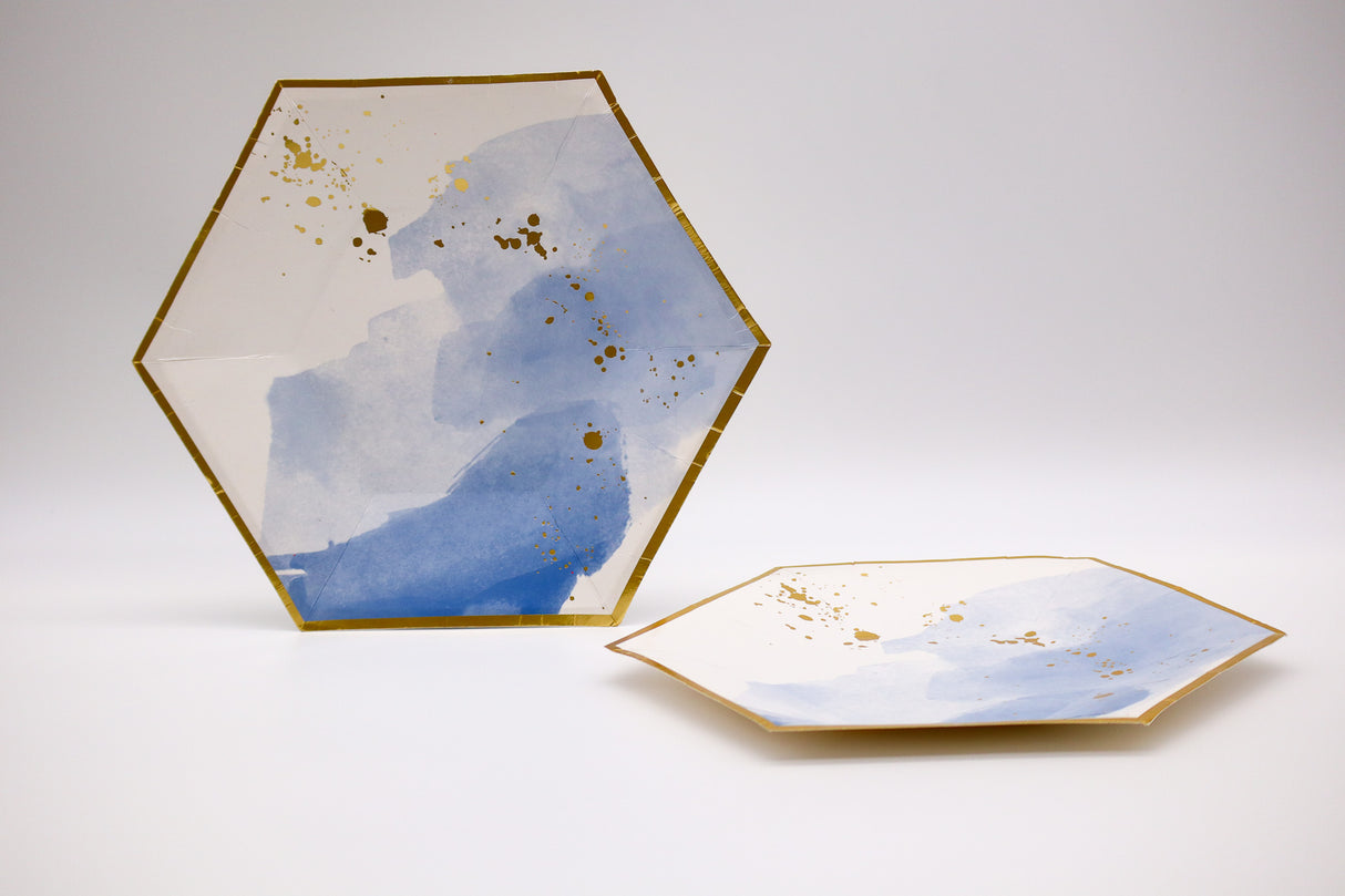 Golden Blue Hue Large Plate – Elegant & Refined Tableware