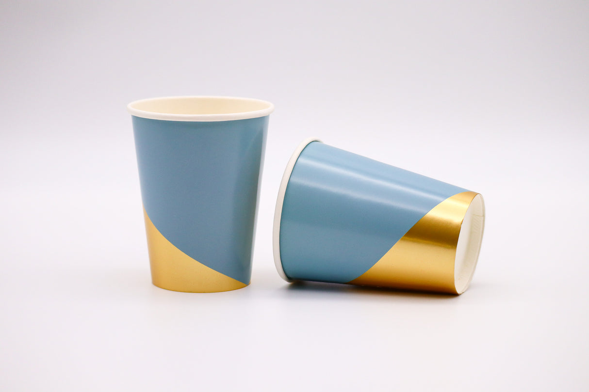 Golden Blue Hue Paper Cups