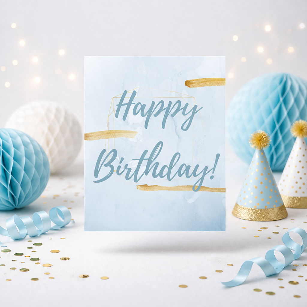 Golden Blue Hue Party Sign