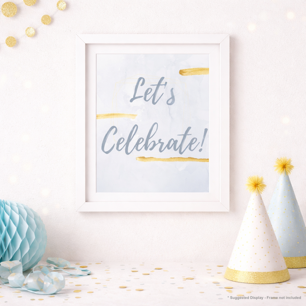 Golden Blue Hue Party Sign