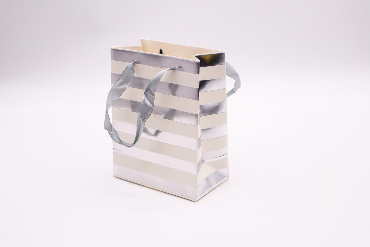 Small Metallic Stripped Gift Bags