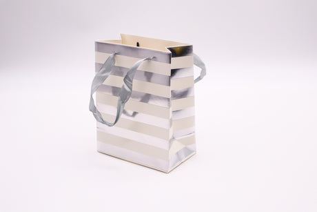 Small Metallic Stripped Gift Bags