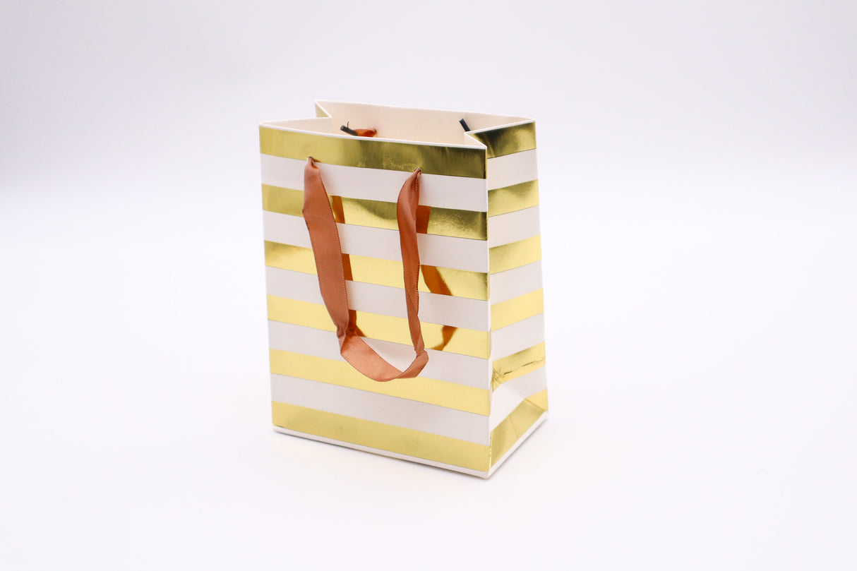 Small Metallic Stripped Gift Bags
