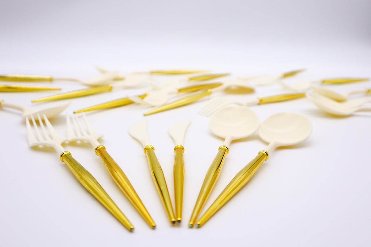 Ivory & Gold Modern Cutlery Set