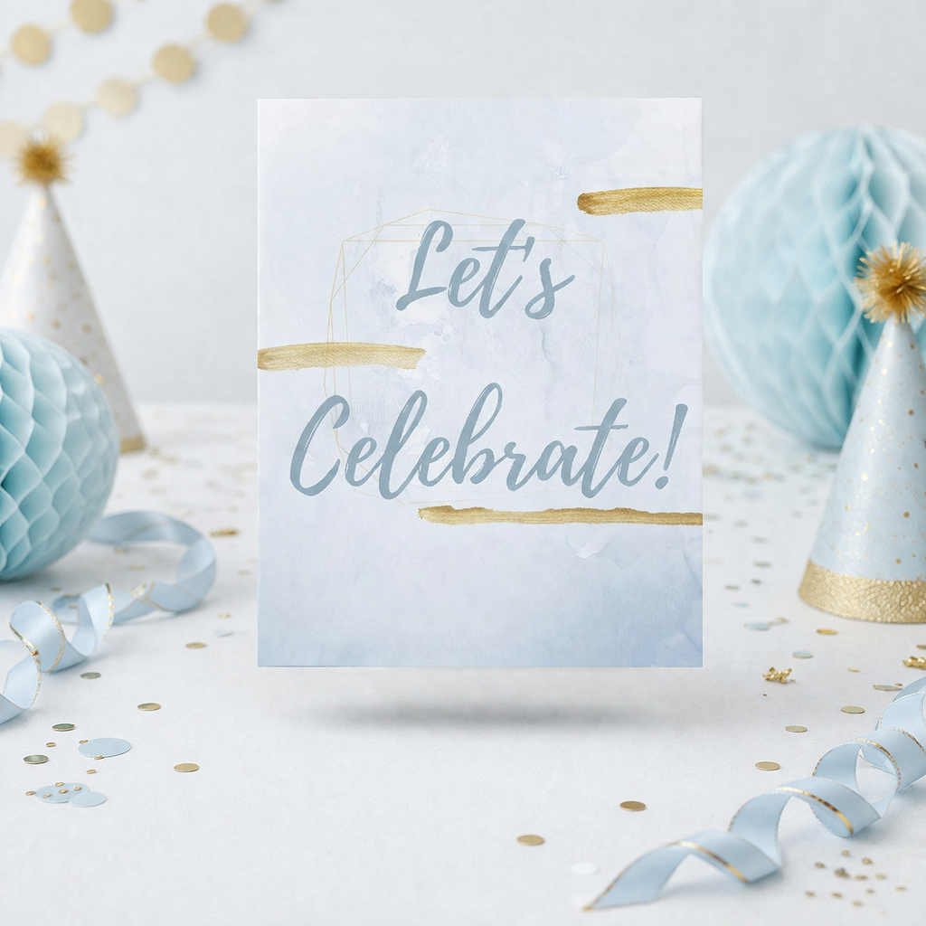Golden Blue Hue Party Sign