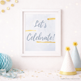 Golden Blue Hue Party Sign