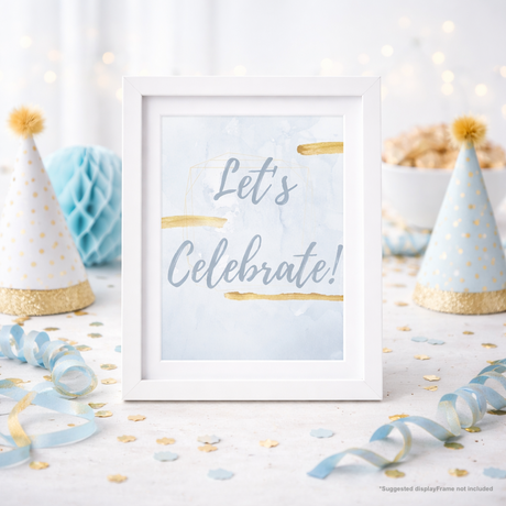 Golden Blue Hue Party Sign