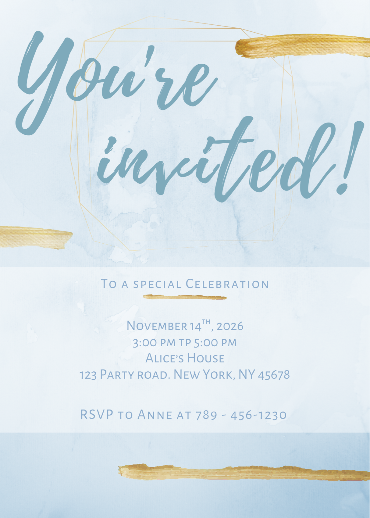 Invitations - Golden Blue Hue
