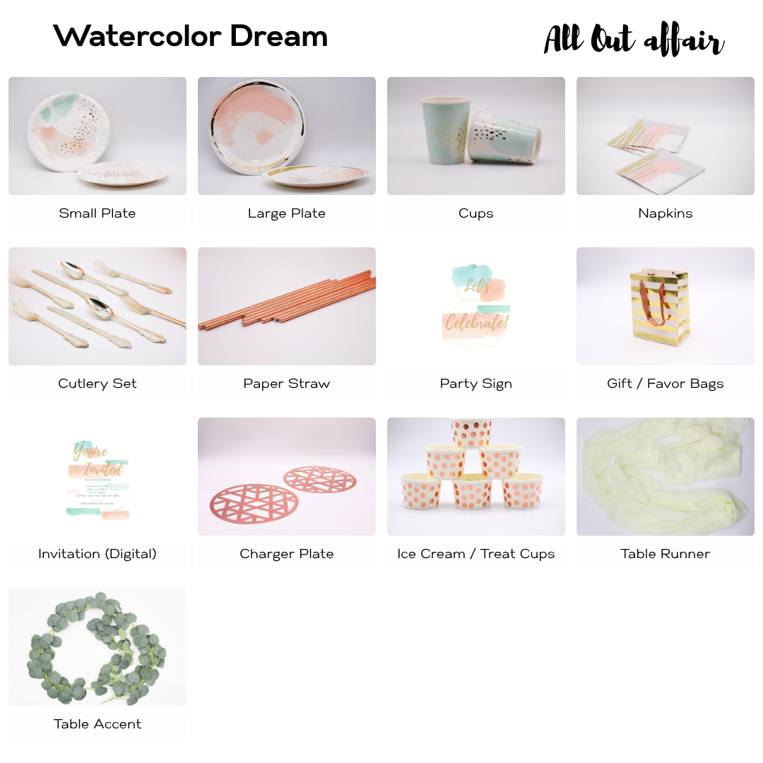 WATERCOLOR DREAM PARTY SET